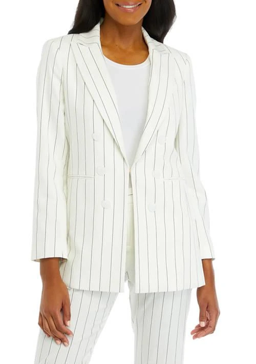 Tahari Asl Womens Striped Boyfriend Jacket 1