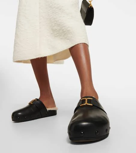 Chloé Marcie leather and shearling slippers 3