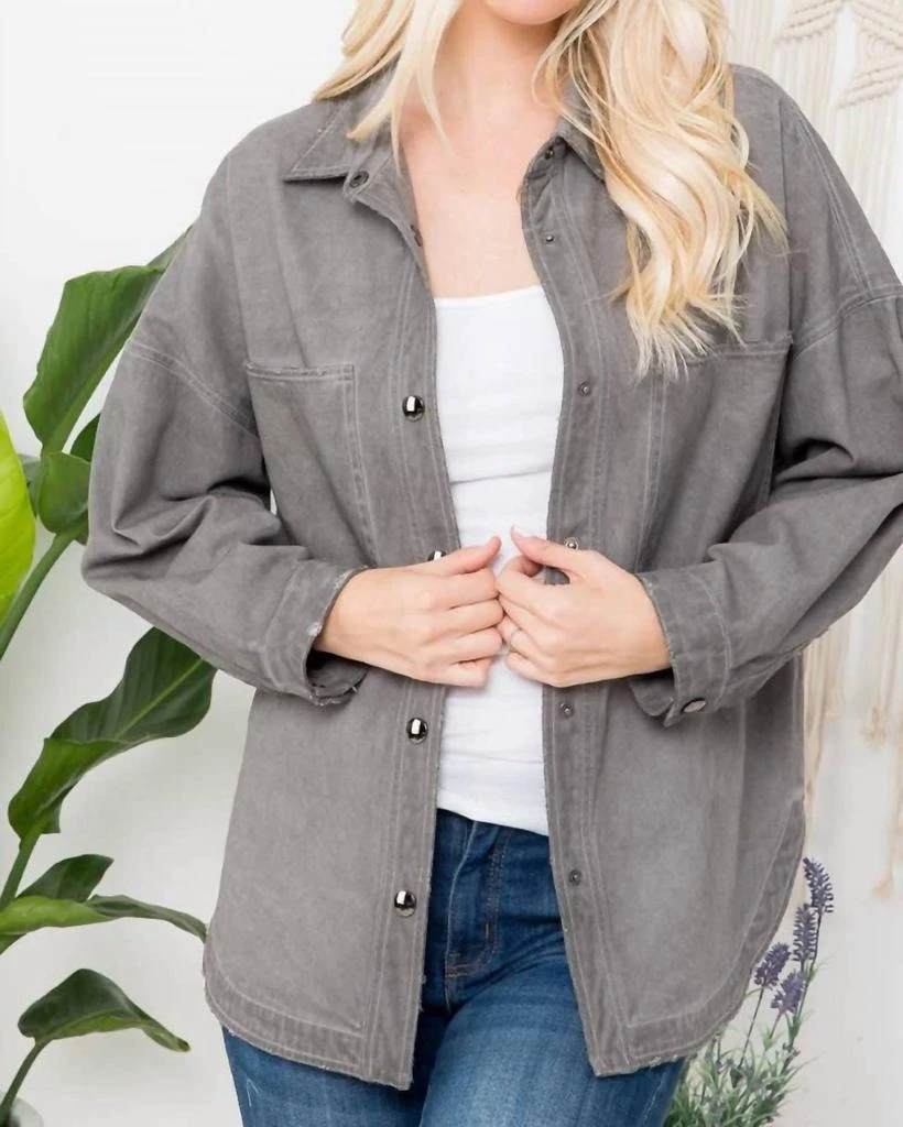 ZiA Apparel Zia Apparel - Mineral Washed Denim Shacket - Plus 2