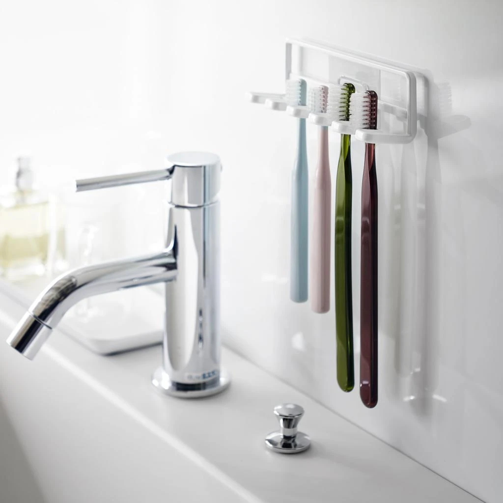 Yamazaki Home Traceless Adhesive Toothbrush Holder, Steel, Supports 0.55 pounds, Adhesive 2