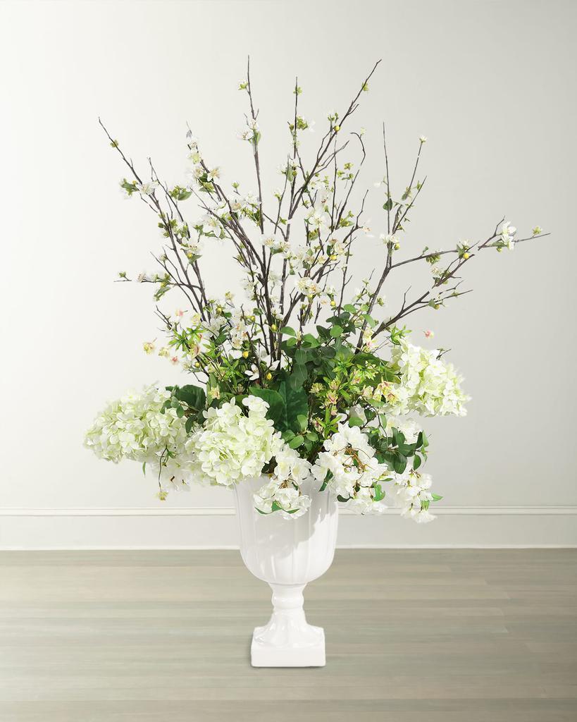 John Richard Elegant White Pearl 50" Faux Floral Arrangement in Ceramic Urn