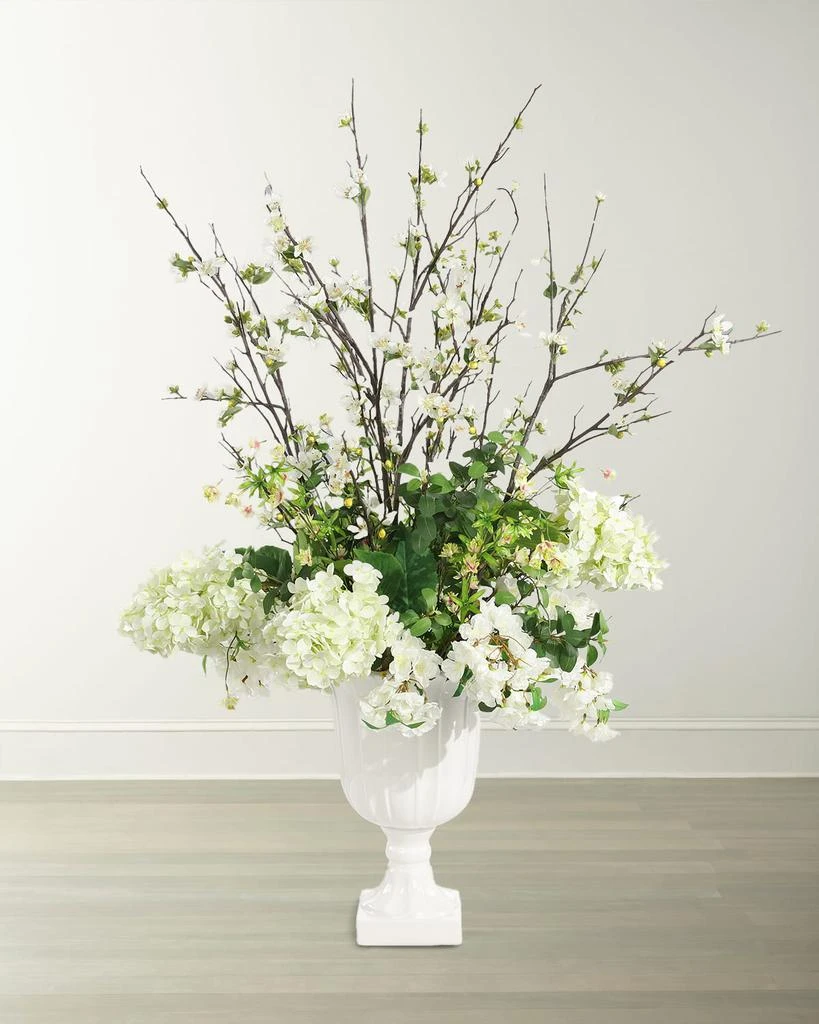 John Richard Elegant White Pearl 50" Faux Floral Arrangement in Ceramic Urn 1
