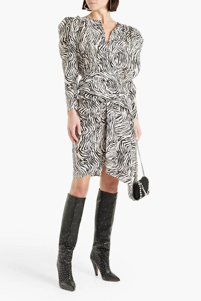 Isabel Marant Zarga pleated zebra-print silk-blend crepe de chine blouse 2