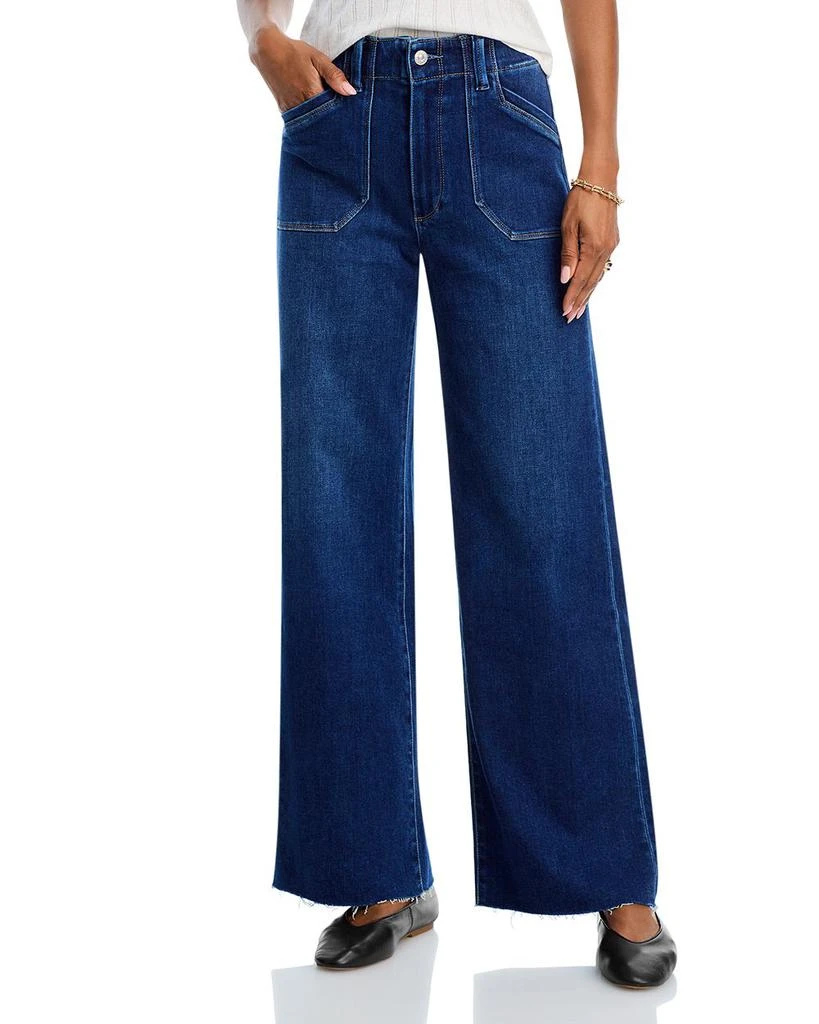 Paige Anessa High Rise Raw Hem Wide Leg Jeans in Live Forever 1