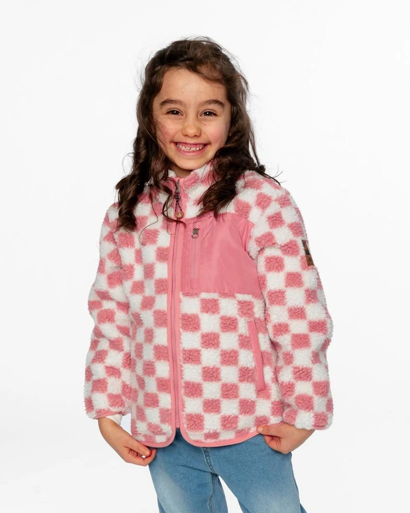 Deux par Deux Sherpa Jacket Pink Checkerboard 2