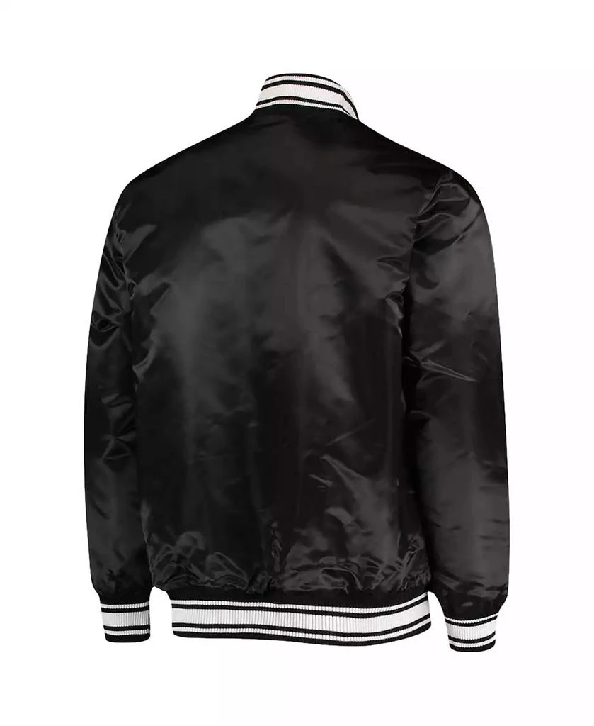 Starter Men's Black Carolina Panthers Locker Room Satin Varsity Full-Snap Jacket 4