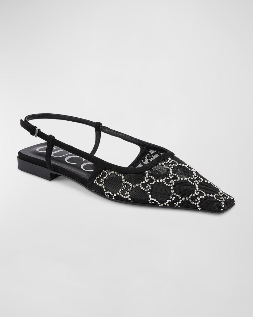 Gucci Demi Crystal GG Slingback Ballerina Flats