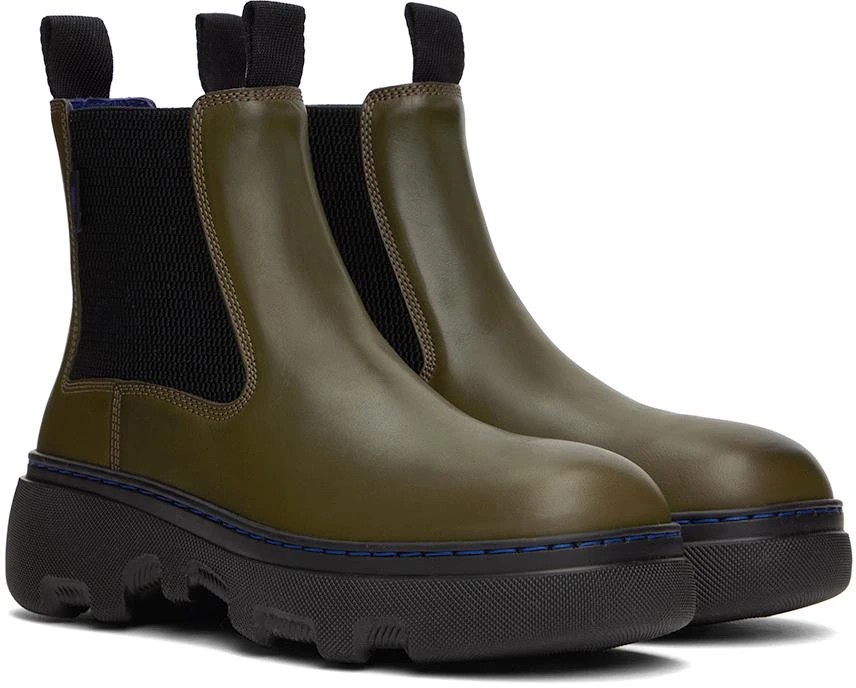 Burberry Green Leather Creeper Chelsea Boots 4