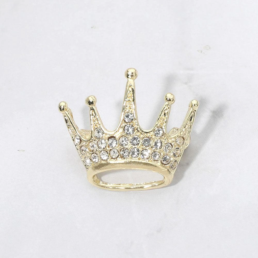 FASHNZFAB Rhinestone Paved Crown Pin Brooch