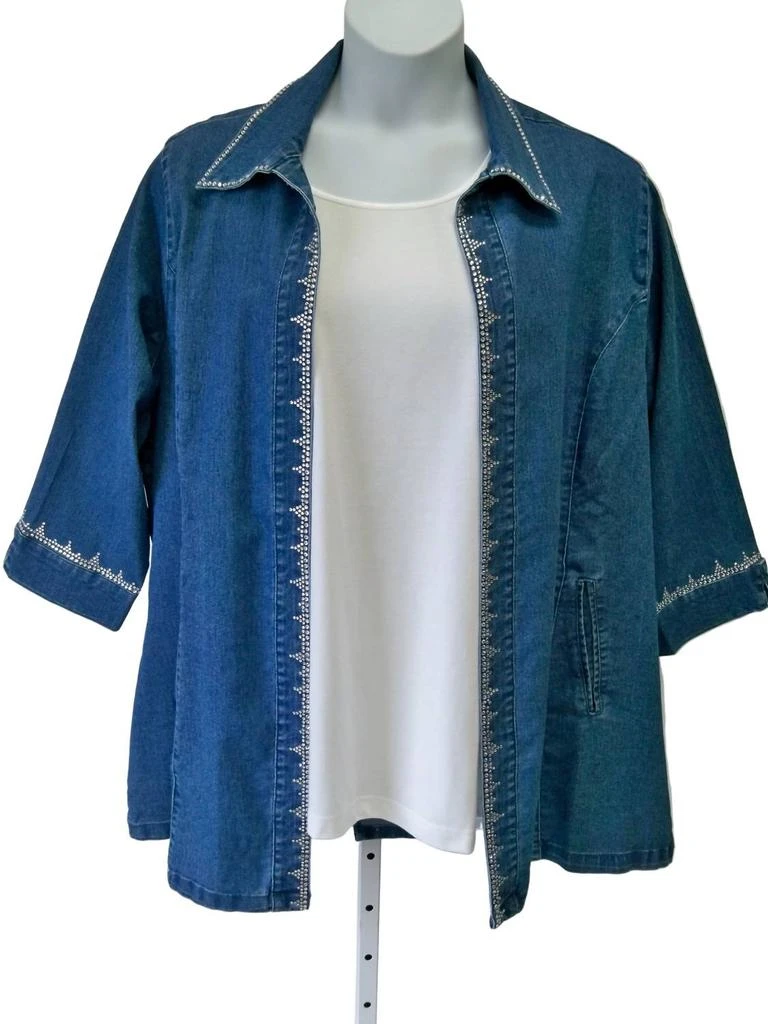 BLEU BAYOU Bleu Bayou - Women
s Crystal Trimmed Denim Jacket - Plus