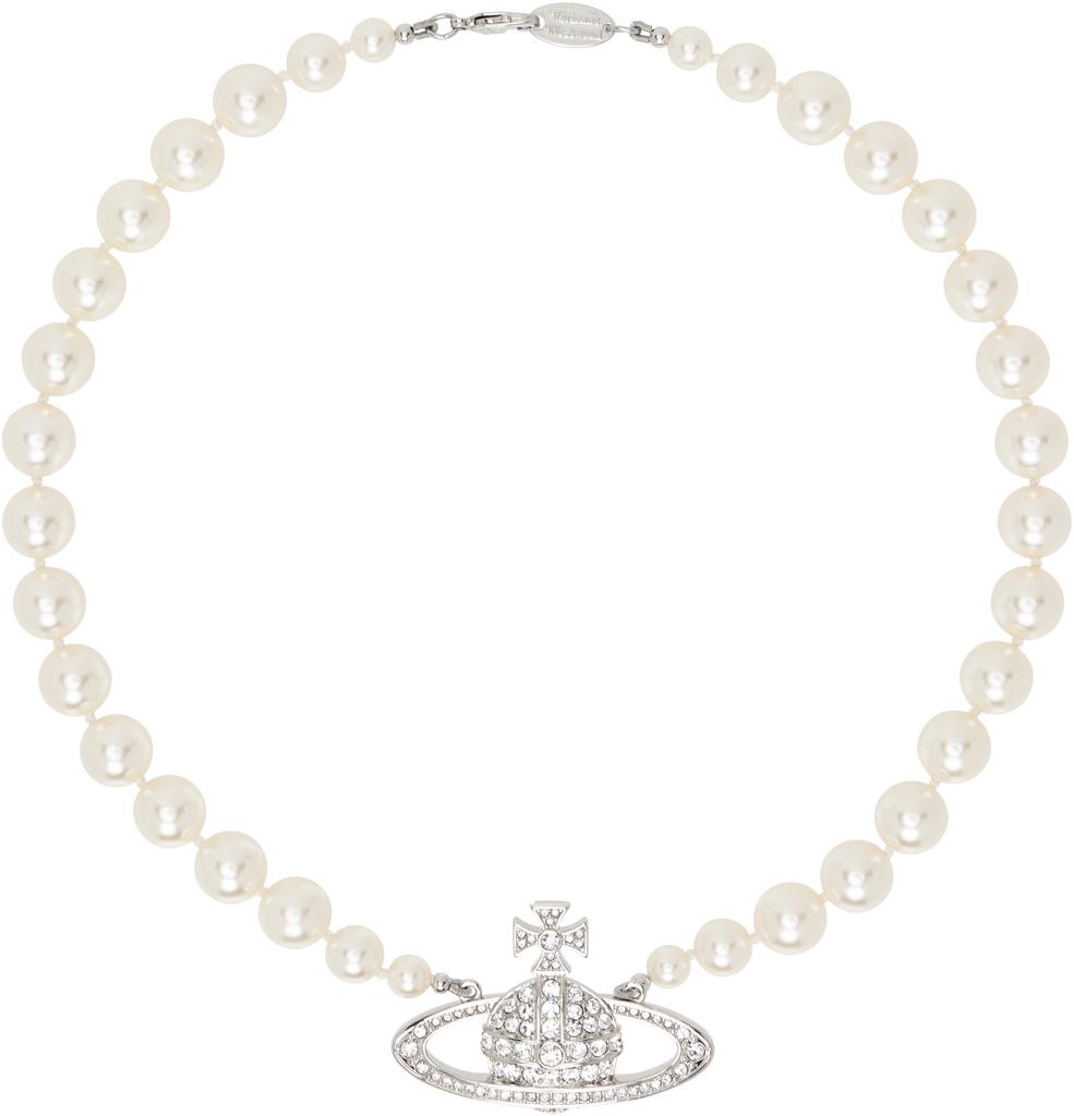 Vivienne Westwood Silver & Blue Kitty Faux-Pearl Necklace