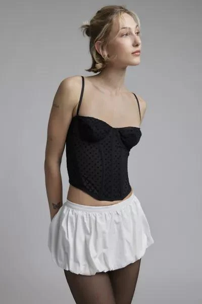 Out From Under Out From Under Flocked Dots Corset Top 1