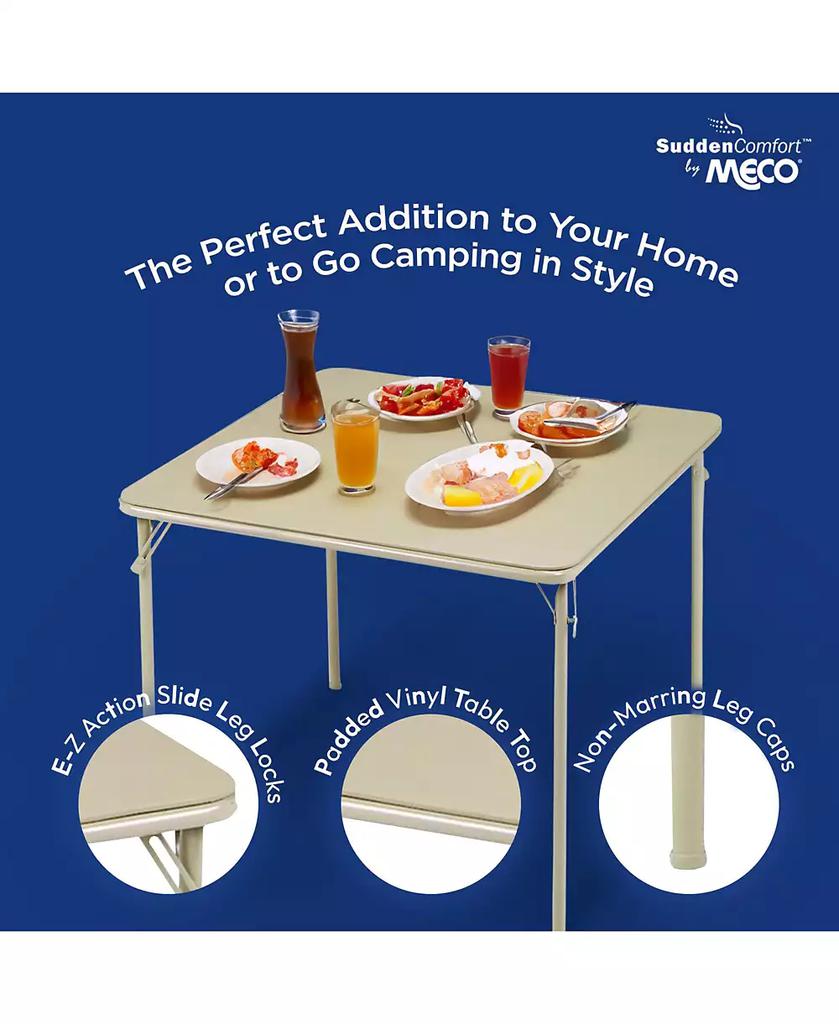 MECO Sudden Comfort 34 x 34 Inch Square Metal Folding Dining Card Table, Buff
