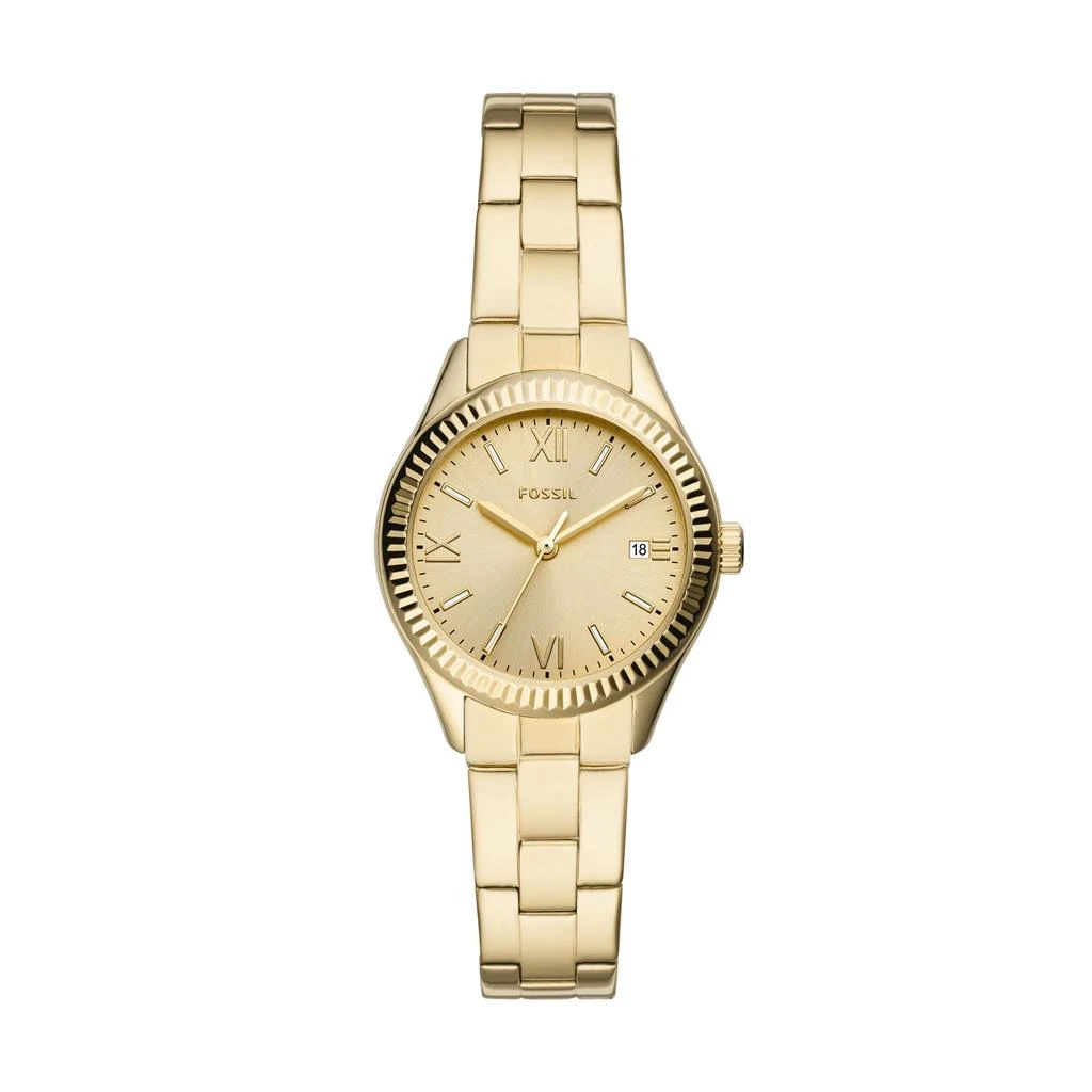 Fossil Women's Rye Three-Hand Date, Gold-Tone Stainless Steel Watch 1