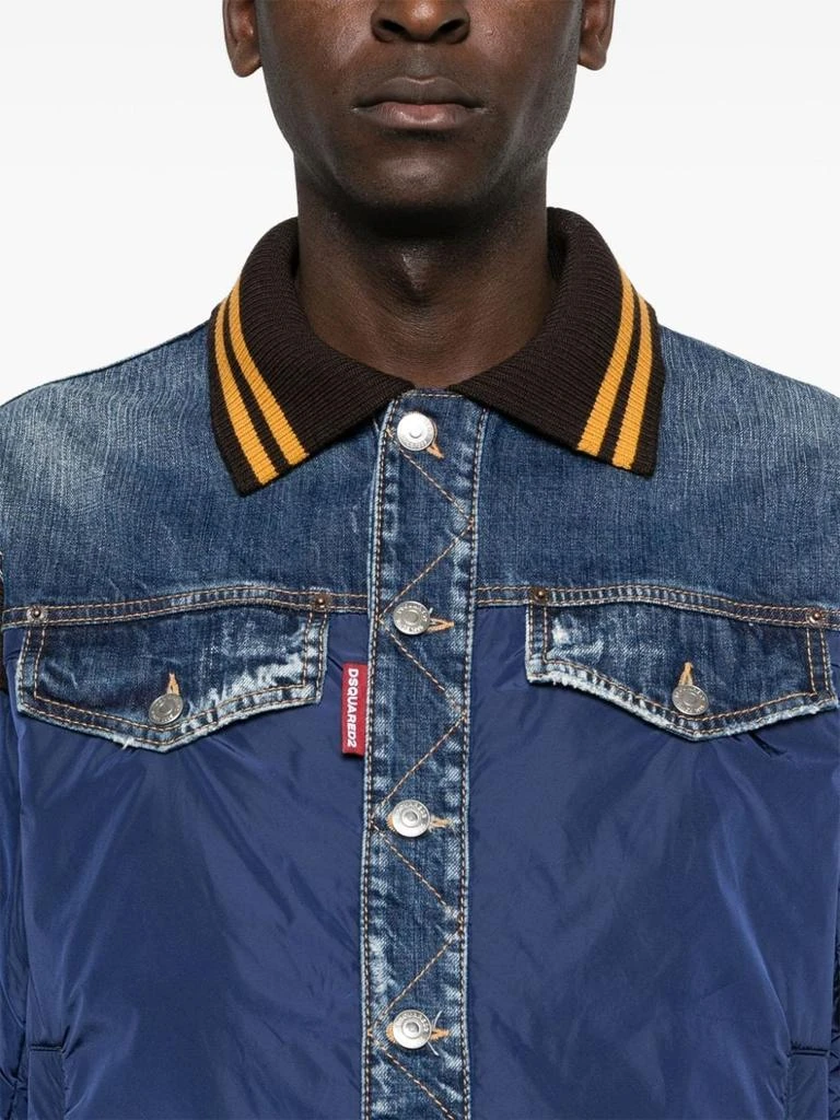 DSQUARED2 Navy Blue Panelled Denim Jacket With Ribbed Detailing 5