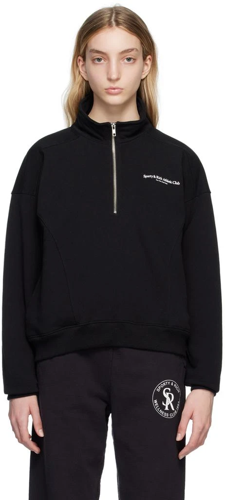 Sporty & Rich Black Zip-Up Sweater 1