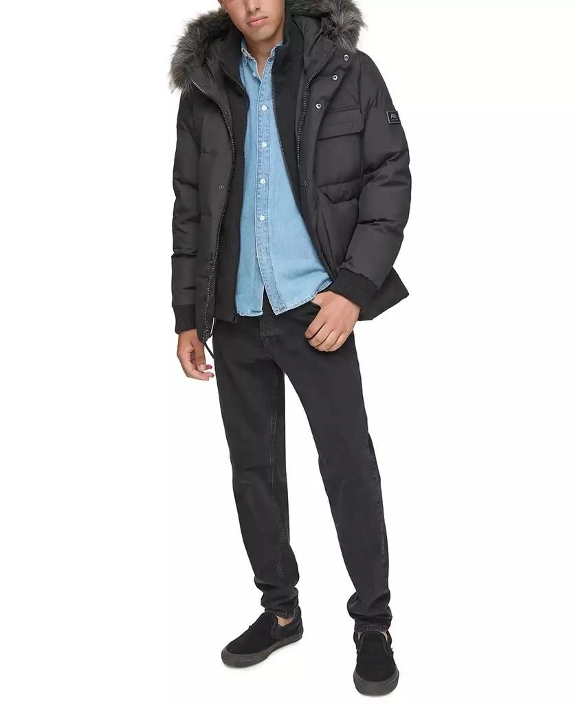 Marc New York by Andrew Marc Men's Nisko Short Channel Quilted Puffer Jacket with Faux Fur Hood 6