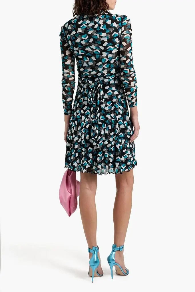 Diane von Furstenberg Brenda wrap-effect printed stretch-mesh mini dress 3