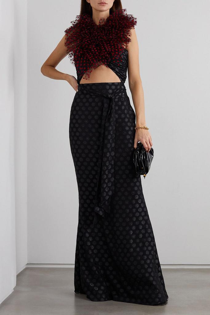 Halpern Cutout embellished georgette halterneck maxi dress