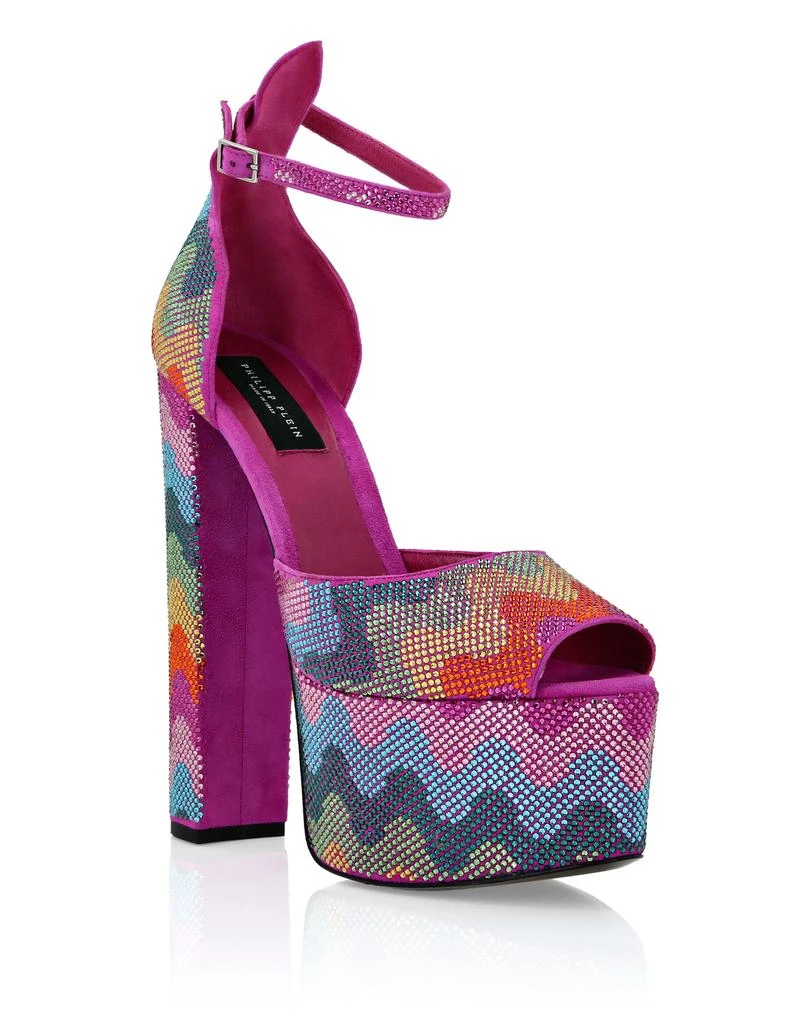 Philipp Plein Crystal Platform Sandals Hi-Heels Waves Rainbow 1
