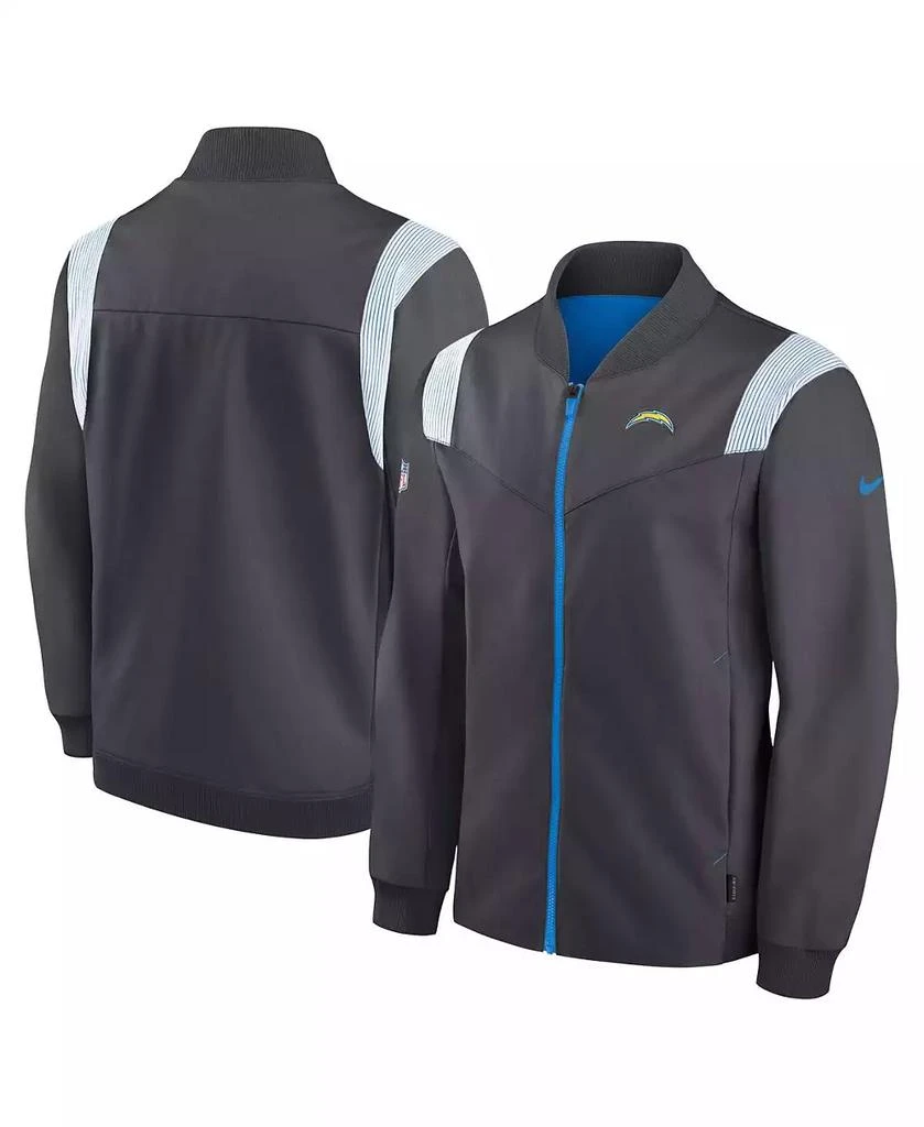 NIKE Men's Anthracite Los Angeles Chargers Sideline Coaches Bomber Full-Zip Jacket 1