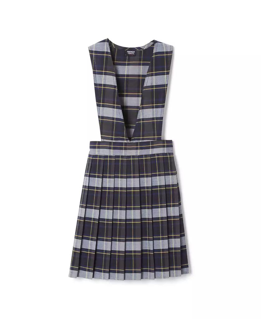 French Toast Big Girls V-Neck Pleated Plaid Jumper