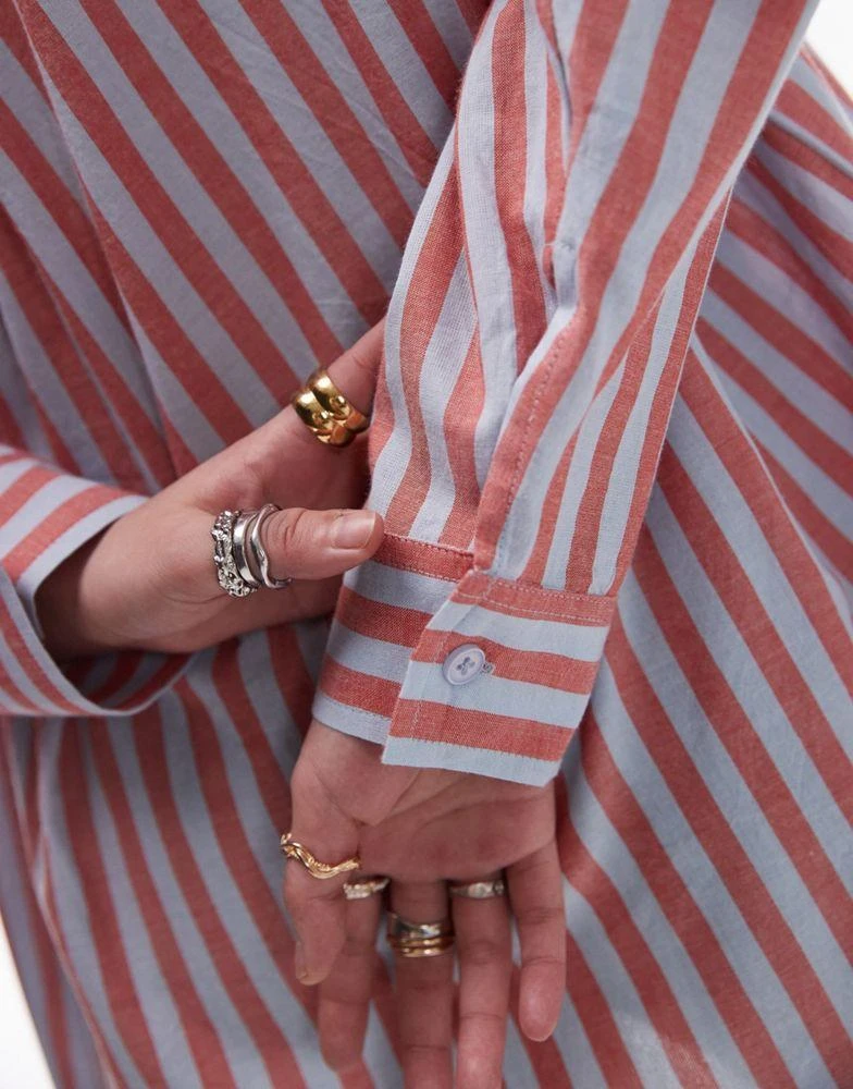 Topshop Petite Topshop Petite lightweight shirt in red and blue deckchair stripe 3