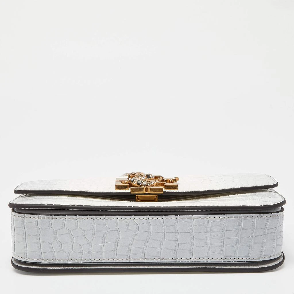 Tory Burch Tory Burch Warm White/Mist Croc Embossed Leather Eleanor Dragon Rectangular Shoulder Bag 6