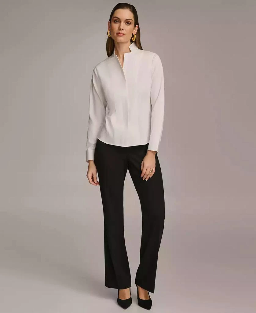 Donna Karan Women's Stand Collar Button Front Cotton Shirt 4