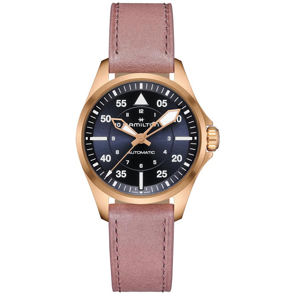 Hamilton Women's Swiss Automatic Khaki Aviation Pink Leather Strap Watch 36mm
