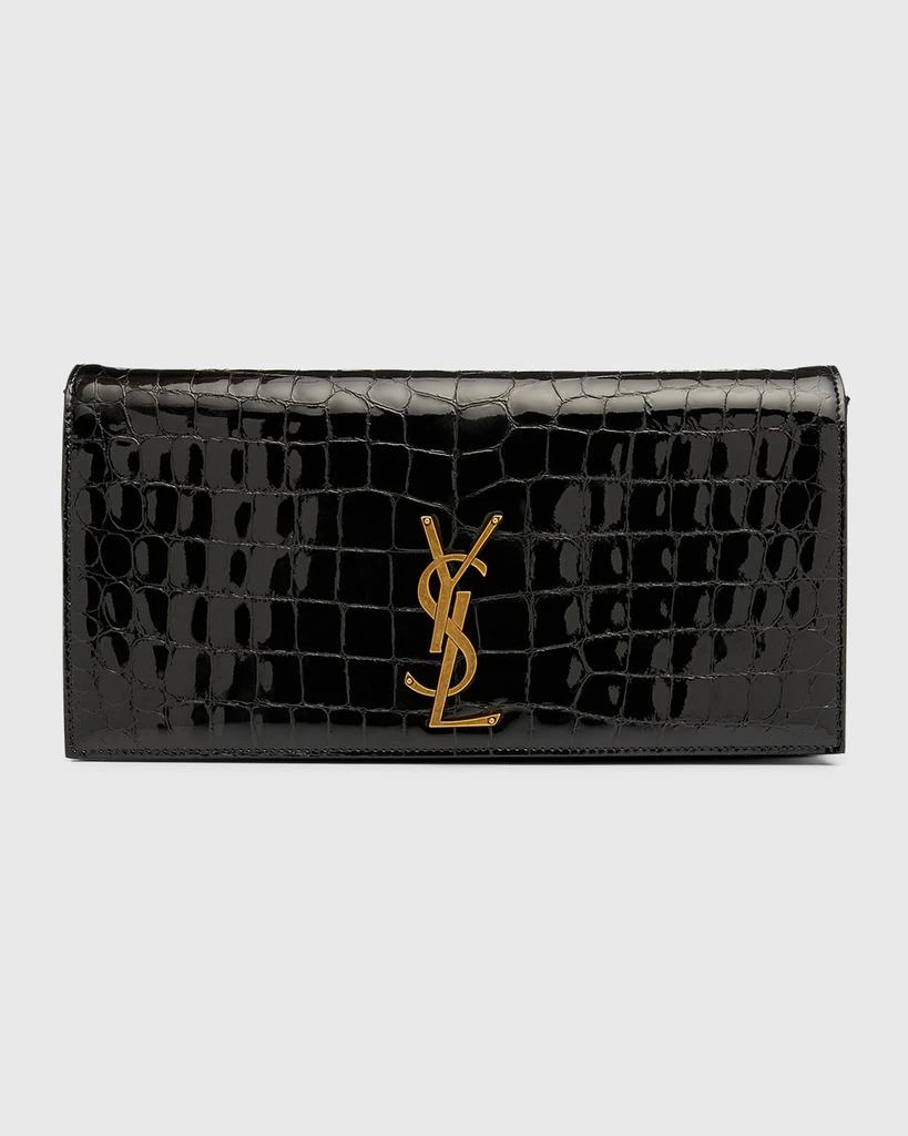 Yves Saint Laurent Kate YSL Clutch Bag in Croc-Embossed Patent Leather 1