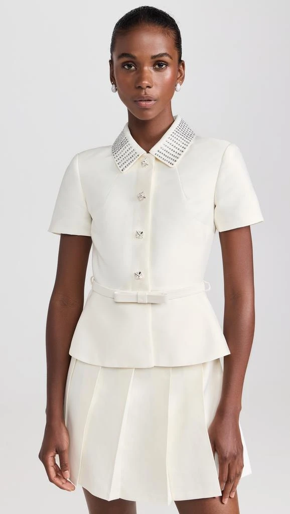 Self Portrait Cream Taffeta Diamante Mini Dress 6