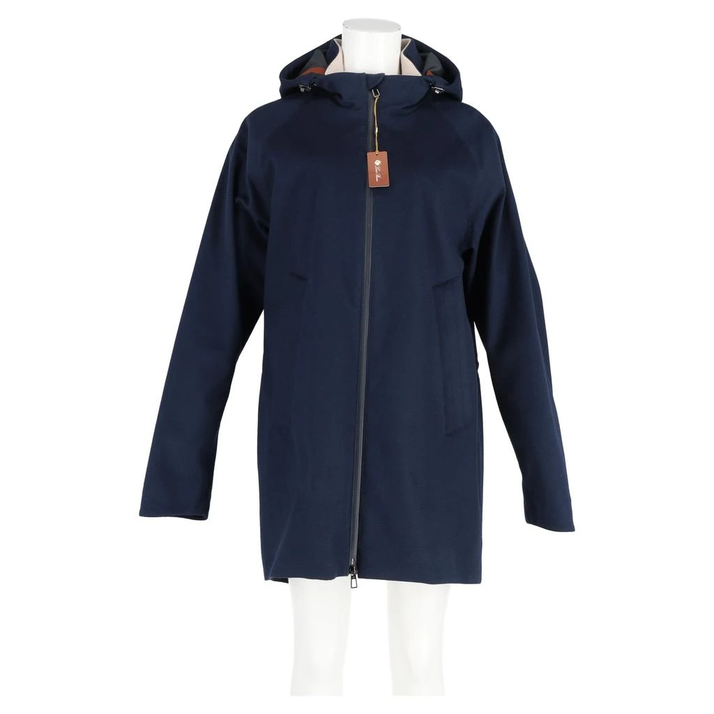 Loro Piana Parka Hooded Jacket in Navy Blue Cotton 4