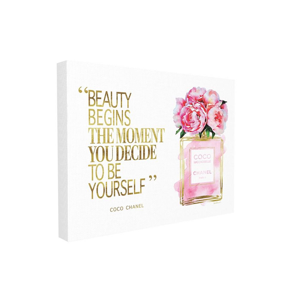 Stupell Industries Fashion Designer Perfume Gold-Tone Pink Watercolor Inspirational Word Stretched Canvas Wall Art, 24" x 30"