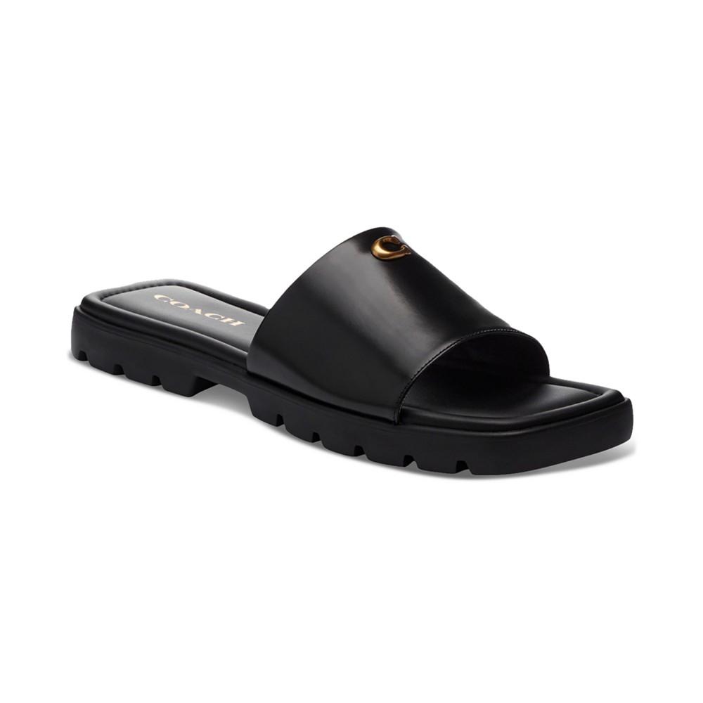 COACH Women's Florence "C" Lug-Sole Slip-On Slide Flat Sandals