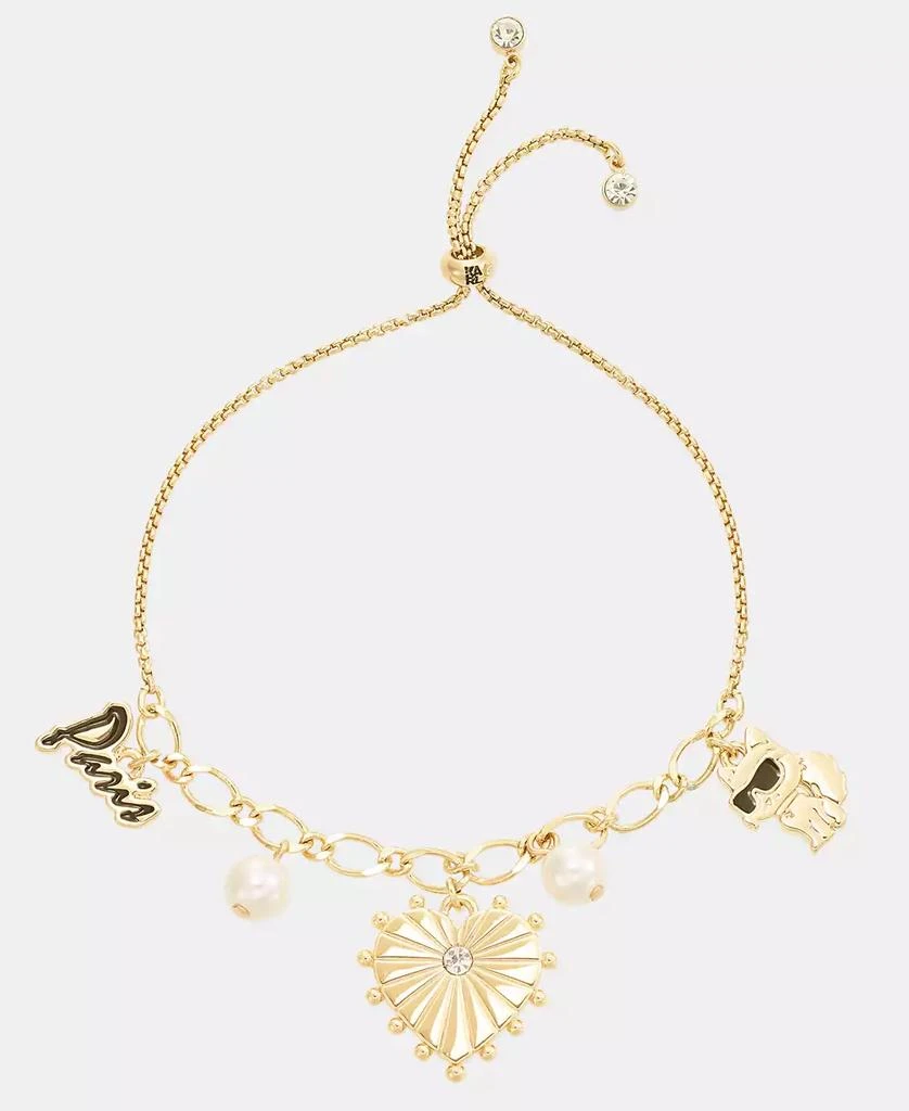 Karl Lagerfeld Paris Glass Pearl Charm Slider Bracelet