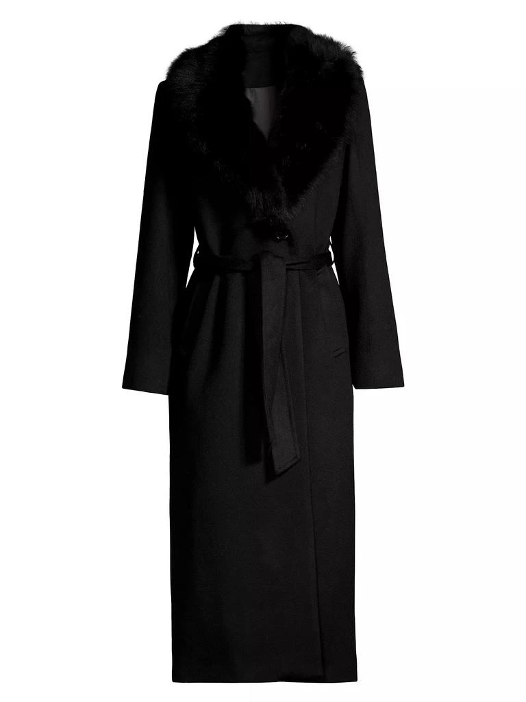 Sofia Cashmere Shearling Long Belted Wrap Coat 1