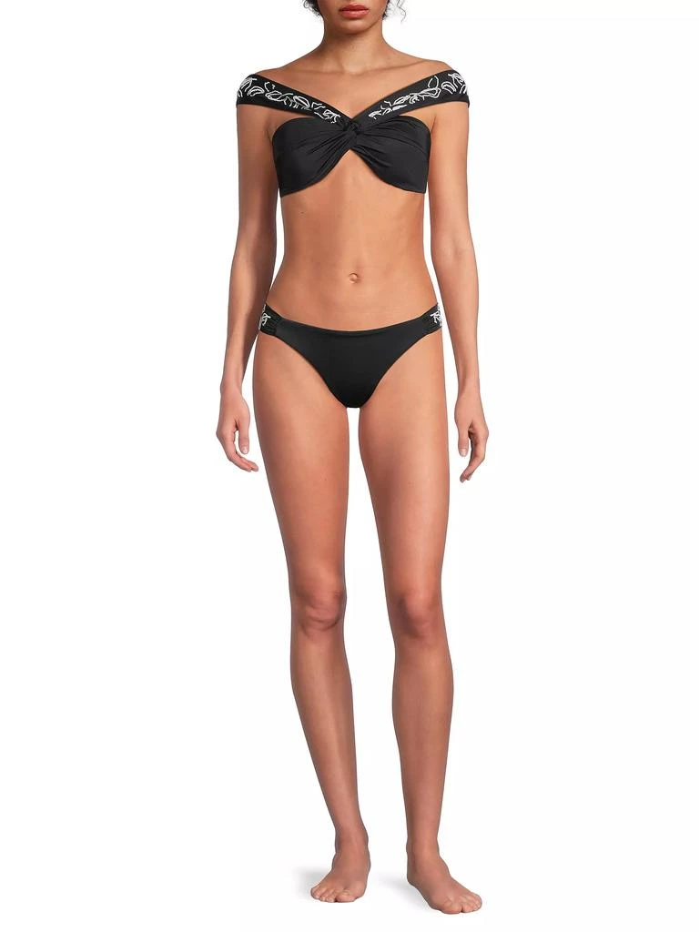 Milly Beaded Ruched Bikini Bottom 2