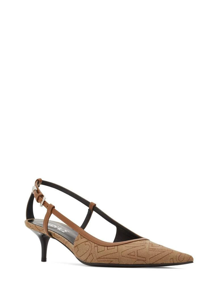 Versace 45mm Jacquard & Leather Slingback Pumps 2