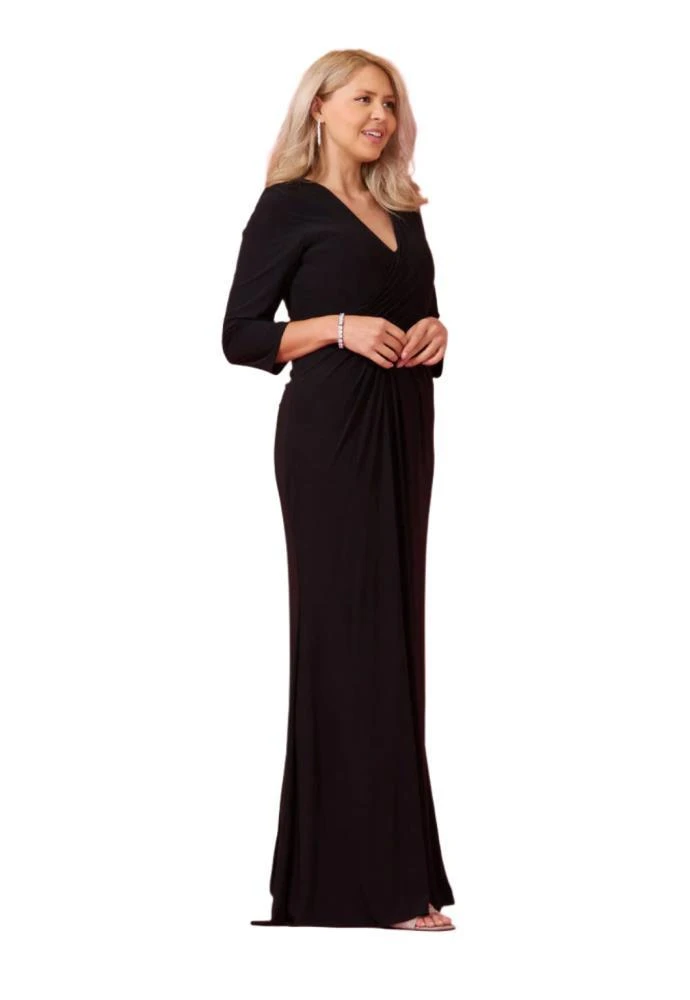 TRUEDAMES Dylan And Davids Full-Length Formal Gown Stretch Evening 3/4 Sleeve Dress