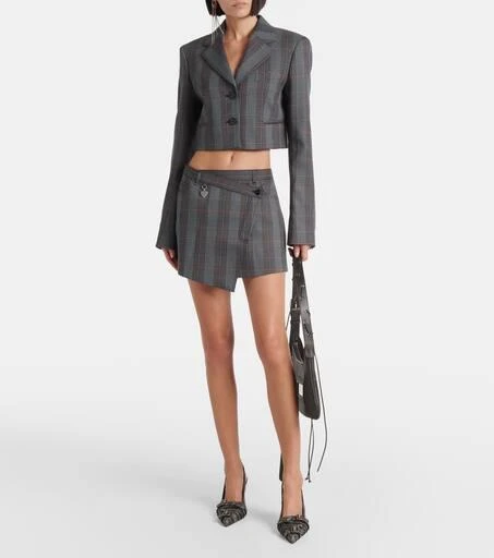 Acne Studios Irinna wool-blend plaid wrap skirt 2