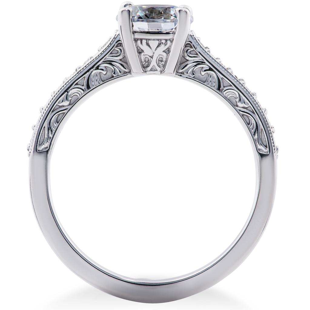 Pompeii3 1 1/6 ct Lab Created Eco Friendly Diamond Vintage Engagement Ring 14k White Gold