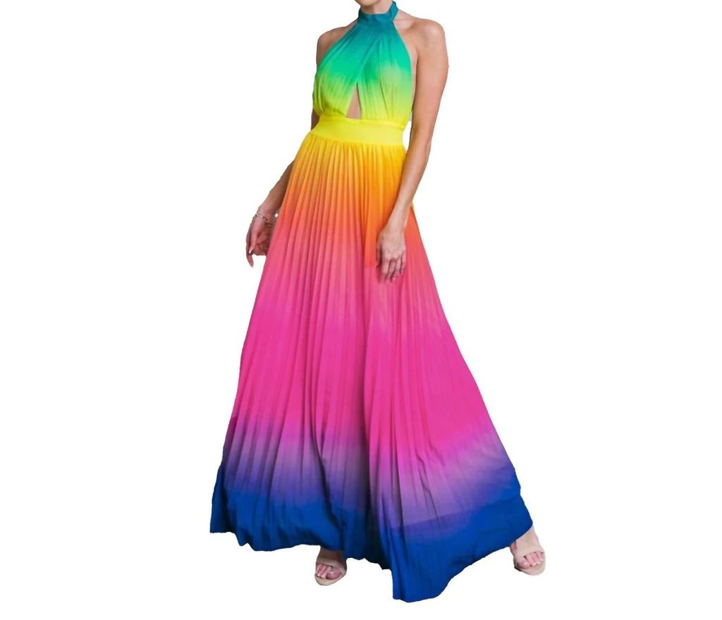 FLYING TOMATO Flying Tomato - Over The Rainbow Ombre Maxi Dress 1