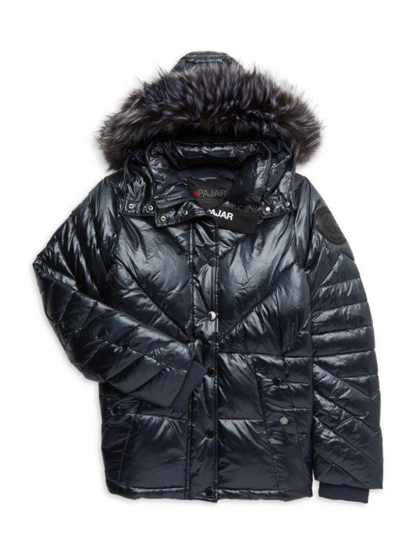 Pajar Little Girl's & Girl's Faux Fur Trim Hooded Puffer Jacket
