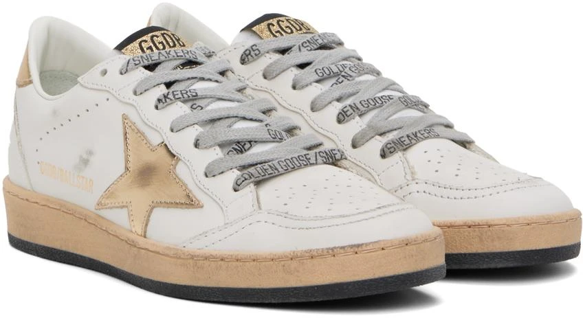 Golden Goose White & Gold Ball Star Sneakers 4