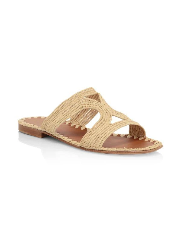 Carrie Forbes Raffia Cutout Slides 2