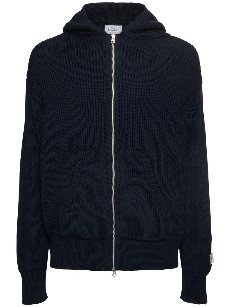 Lc23 Rib Knit Zip Hoodie