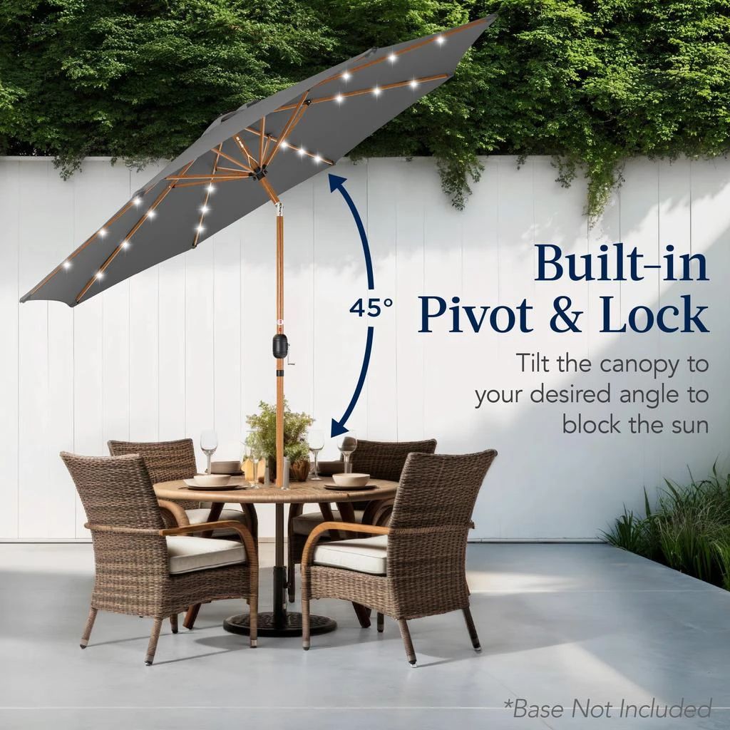 Best Choice Products 10ft Solar LED Lighted Outdoor Woodgrain Pattern Steel Market Patio Umbrella - Gray Best Choice Products 10ft Solar LED Lighted Outdoor Woodgrain Pattern Steel Market Patio Umbrella - Gray