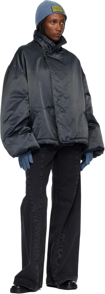 MM6 Blue Wool-Blend Knit Gloves 3