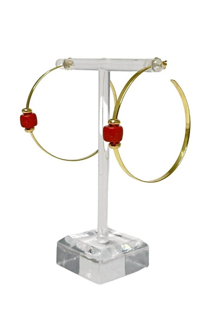 Lucky Star Jewels Women
s Caroline Gemstone Hoop Earrings In Gold With Goldstone